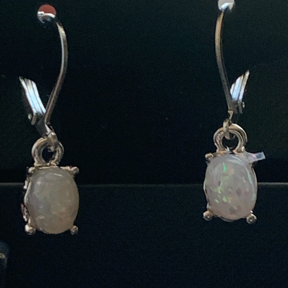 New! White Fire Opal Earrings